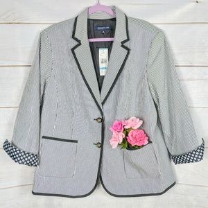 Jones New York Striped Seersucker Blazer